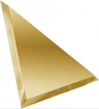 Треугольная зеркальная золотая плитка (180х180 мм) с фацетом 10 мм.