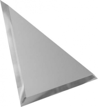 Треугольная зеркальная серебряная матовая плитка (180х180 мм) с фацетом 10 мм.