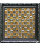 Стеклянная мозаика "Хрусталь в золоте 50% + Зеркальное серебро (фацет) 50%" с чипом 25*25 мм